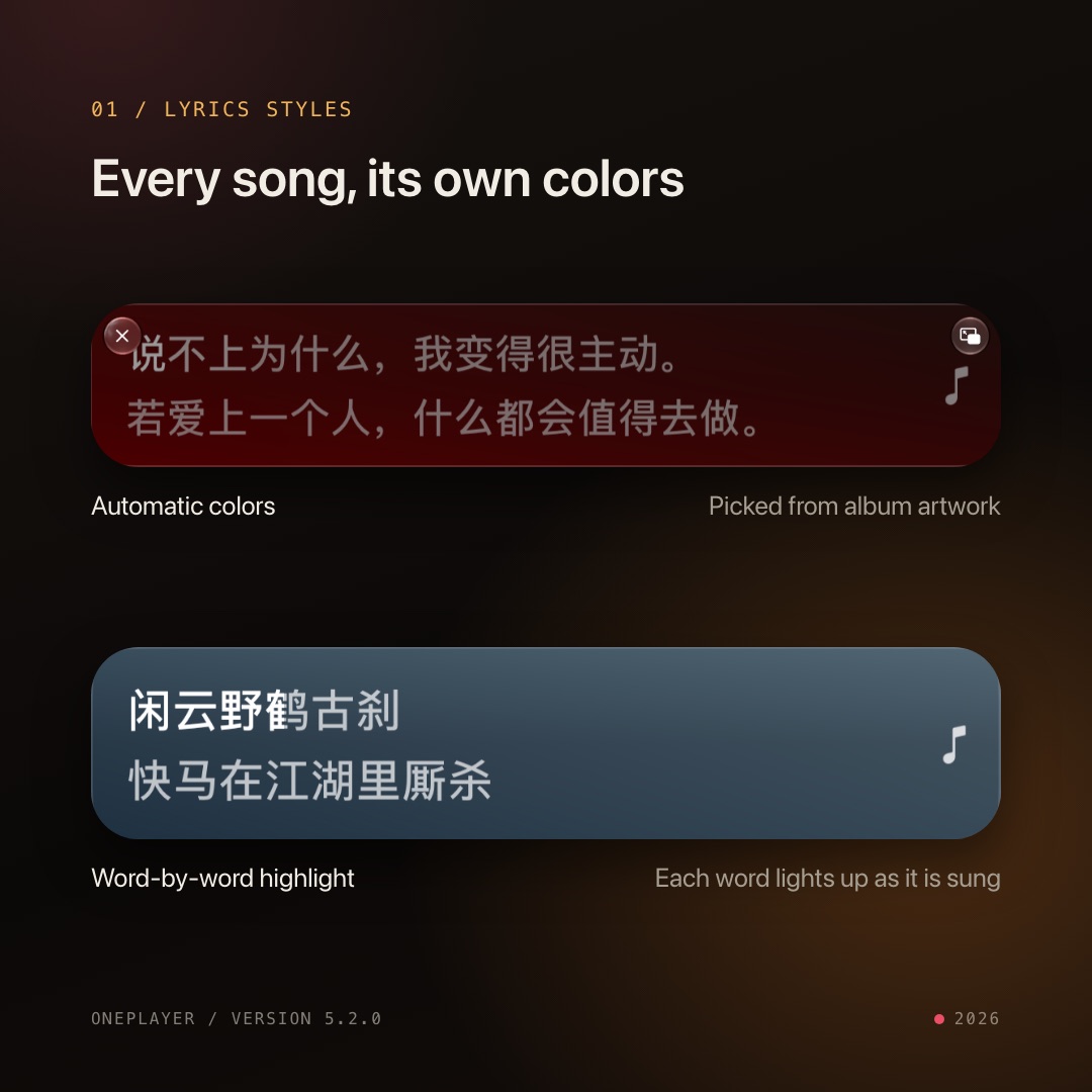 Automatic colors and word-by-word highlighting