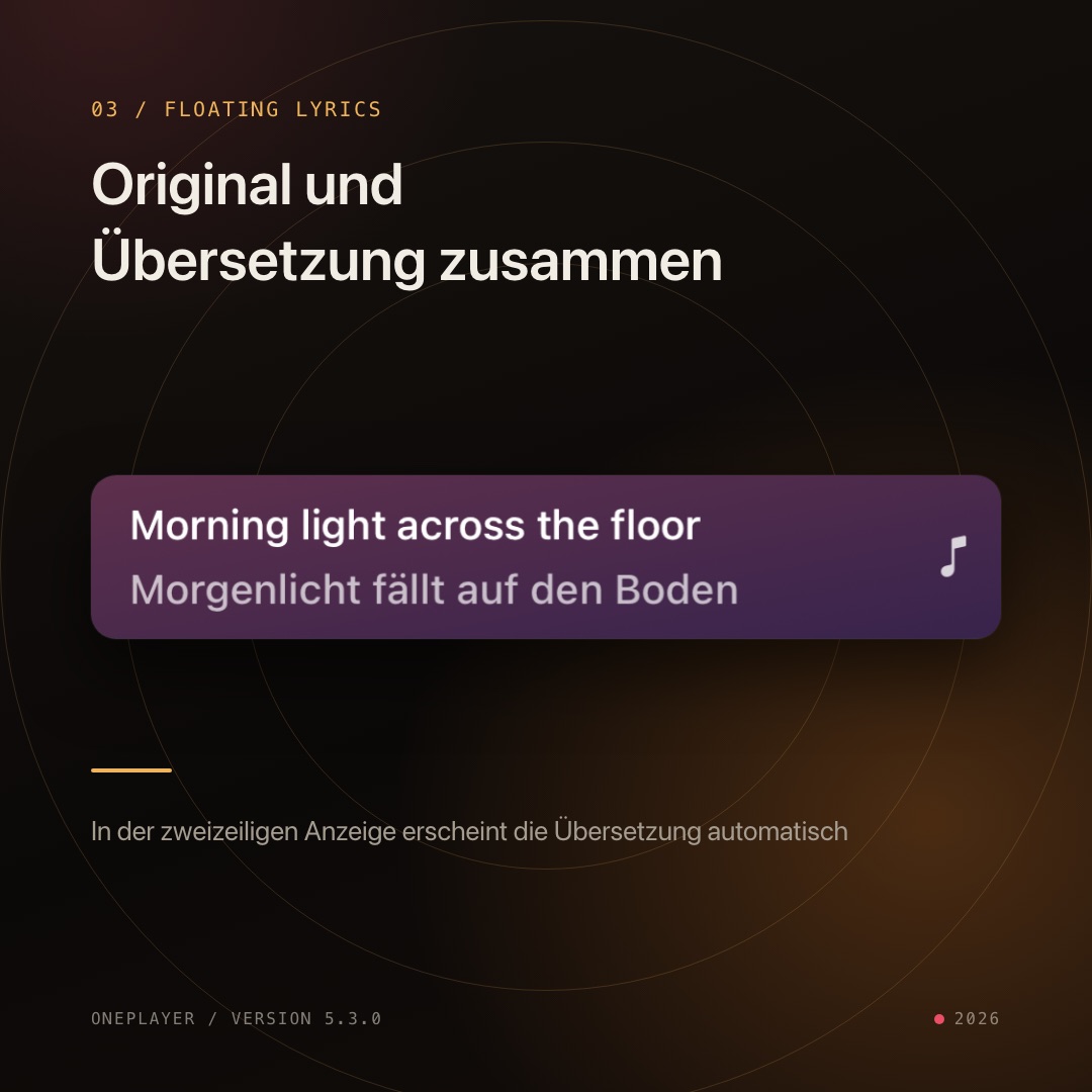 Schwebende Liedtexte mit Original und Übersetzung