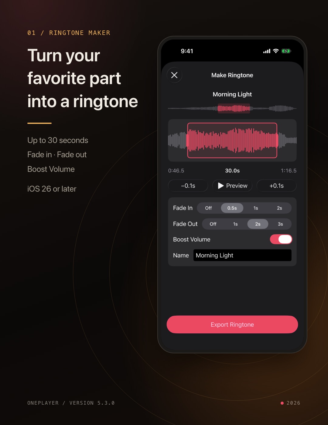 Making a ringtone in OnePlayer