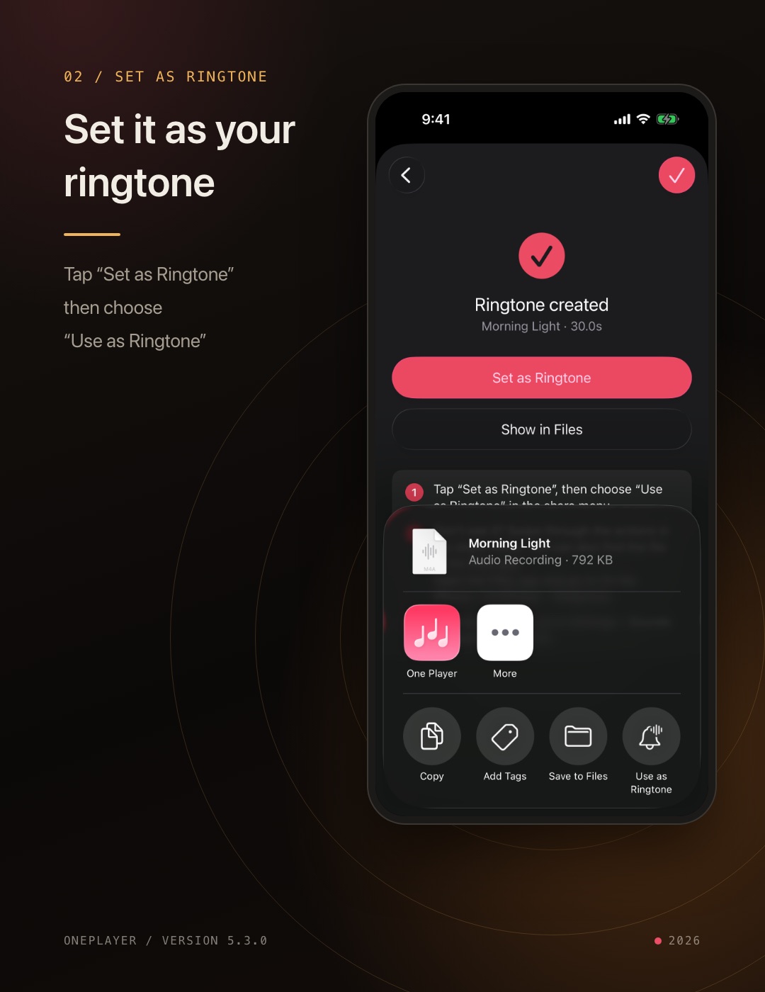 "Use as Ringtone" in the share menu