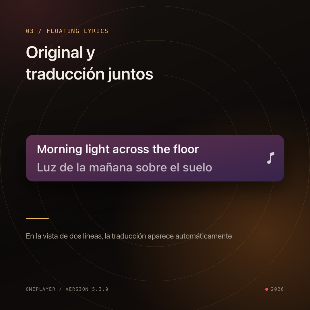 Letras flotantes con el original y la traducción