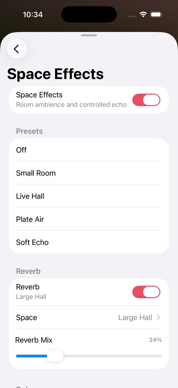 Space effects preset list