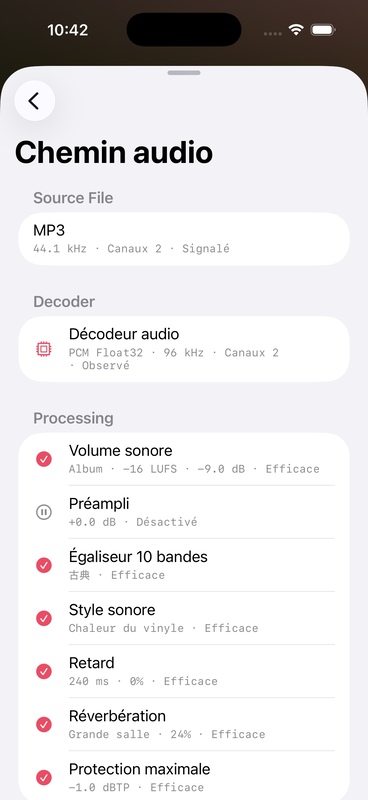 Chemin de traitement audio OnePlayer