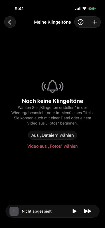 Die beiden Auswahlmöglichkeiten in „Meine Klingeltöne“