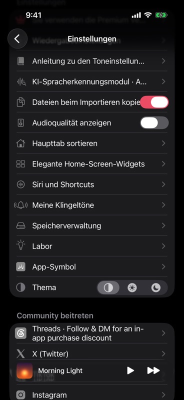 „Meine Klingeltöne“ in den Einstellungen