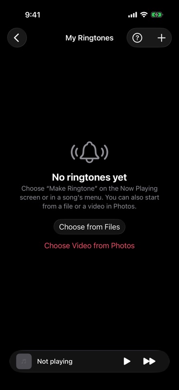 The two ways to start in My Ringtones