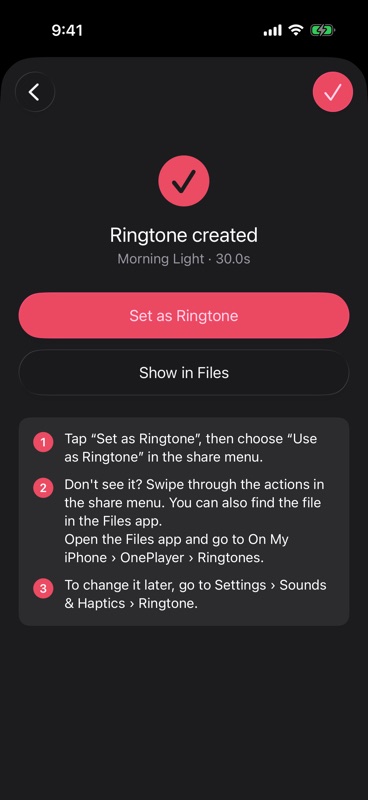 Ringtone created