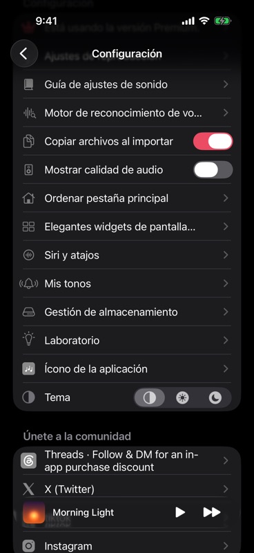 «Mis tonos» en Configuración