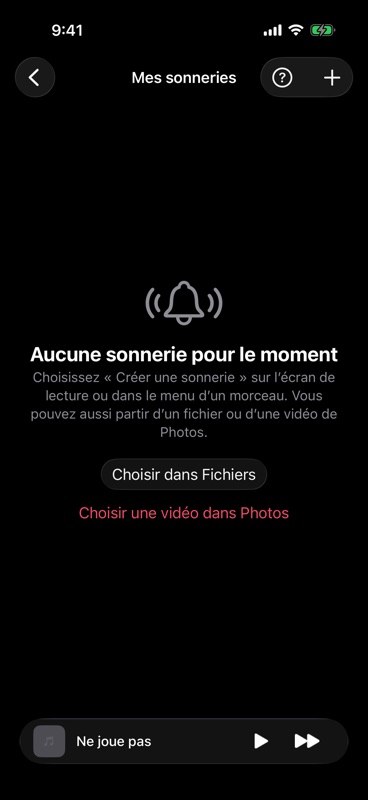 Les deux façons de choisir un fichier dans « Mes sonneries »