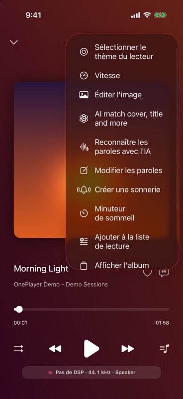 « Créer une sonnerie » dans le menu en haut à droite de l’écran de lecture