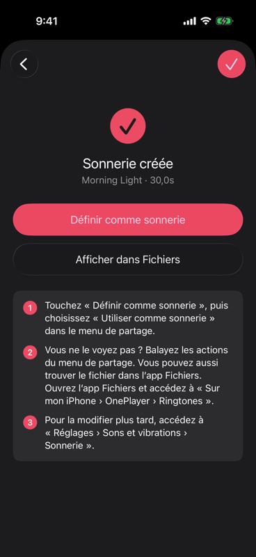 Sonnerie créée